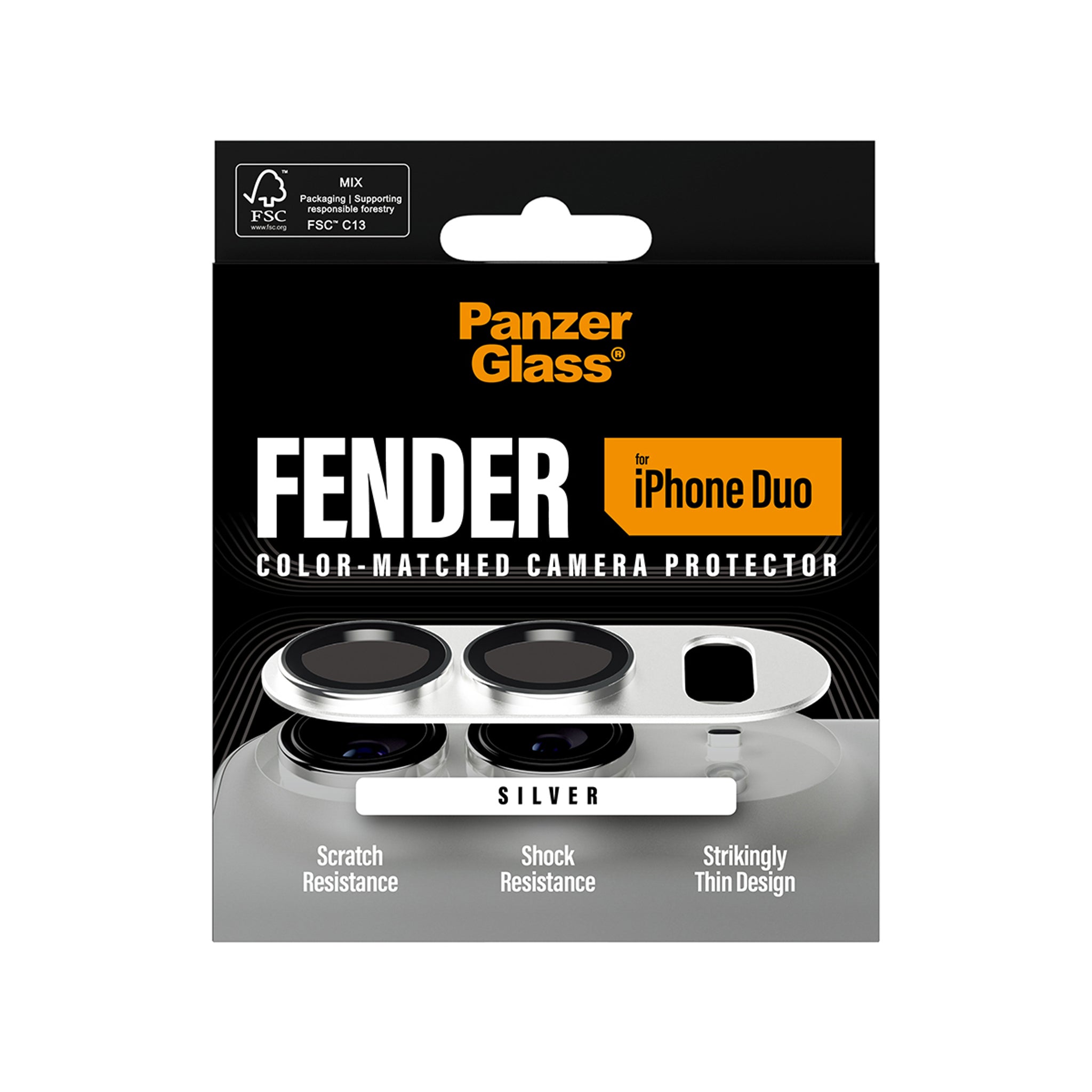 PanzerGlass® Fender Kameraschutz Silber iPhone Duo